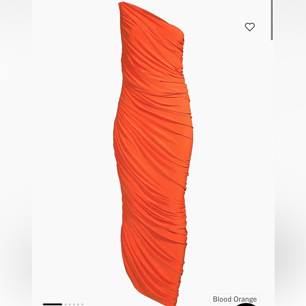 Norma Kamali Diana ruched Blood orange one shoulder gown